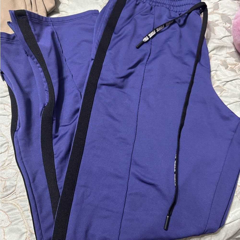 PINK Victoria's Secret Blue Joggers with Black Trim